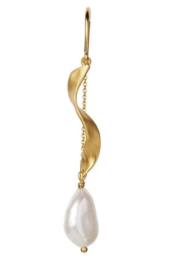 Stine A - Long Twisted With Baroque Pearl Earring Goldenen - 1271-02-S Discount