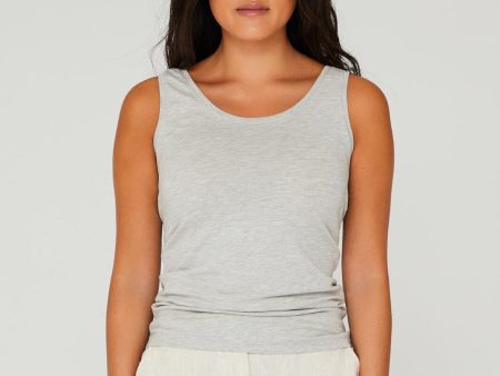 A-VIEW - Stabil Tank Top - 055 Light Grey Melange on Sale