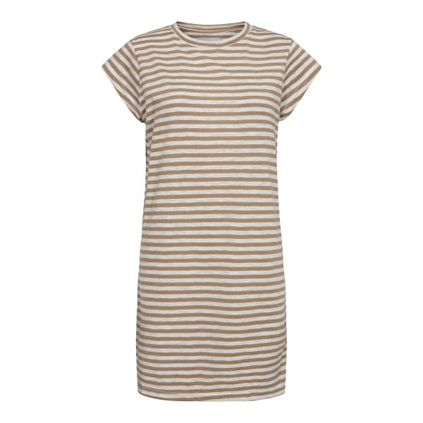 Liberte - Ulla-Stripe-Tshirt-Dress - Light Brown White Stripe Online