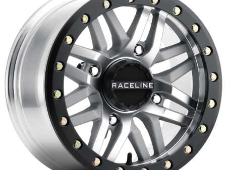 Raceline A91MA Ryno 15x7in 4x156 BP 10mm Offset 132.5mm Bore - Machined & Black Ring Beadlock Wheel on Sale