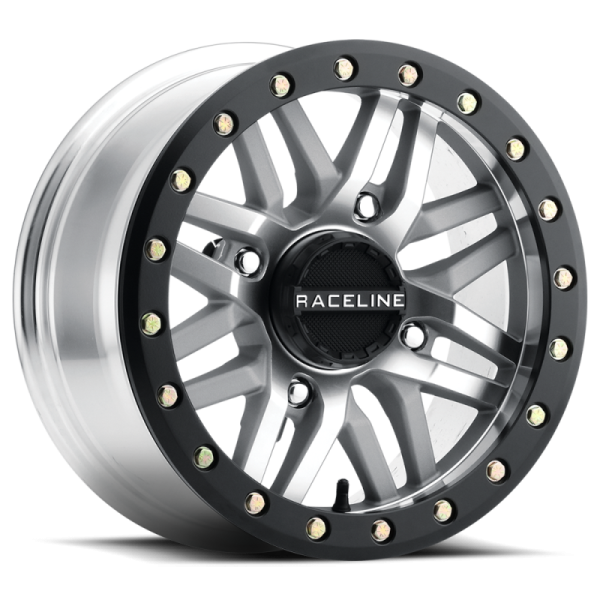 Raceline A91MA Ryno 15x7in 4x156 BP 10mm Offset 132.5mm Bore - Machined & Black Ring Beadlock Wheel on Sale