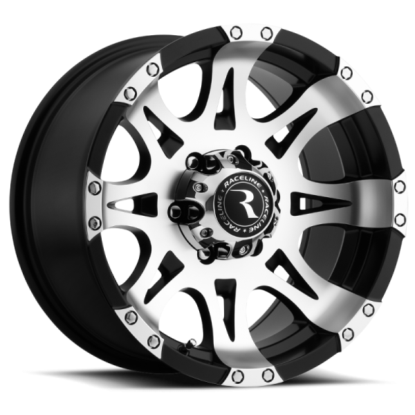 Raceline 982 Raptor 17x9in   8x170 BP   -12mm Offset   130.81mm Bore - Black & Machined Wheel For Cheap