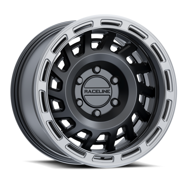 Raceline 957BS Halo 18x9in   5x150 BP   18mm Offset   110.3mm Bore - Black & Silver Lip Wheel For Cheap