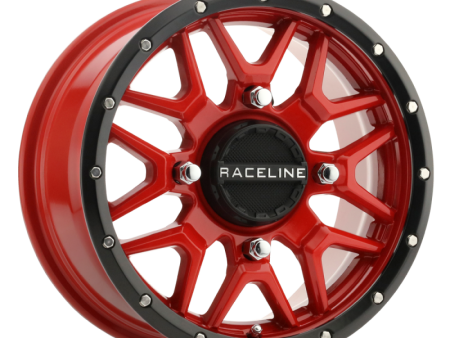 Raceline A94R Krank 14x7in   4x156 BP   38mm Offset   132.5mm Bore - Red & Black Lip Wheel Sale