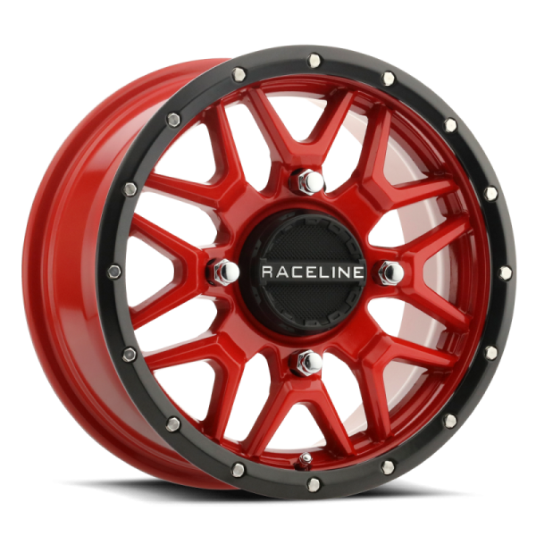 Raceline A94R Krank 14x7in   4x156 BP   38mm Offset   132.5mm Bore - Red & Black Lip Wheel Sale