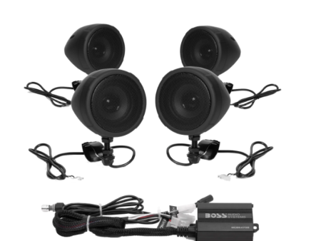 Boss Audio Systems Motorcycle Speaker Amplifier  Bluetooth  3in Speakers 2 Pair- Black For Cheap