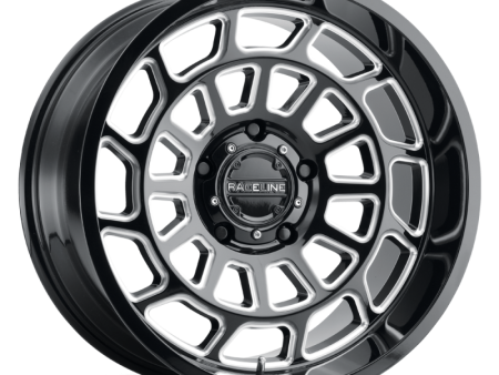 Raceline 955M Warp 22x12in   6x139.7 BP   -44mm Offset   106.1mm Bore - Satin Black & Milled Wheel For Sale