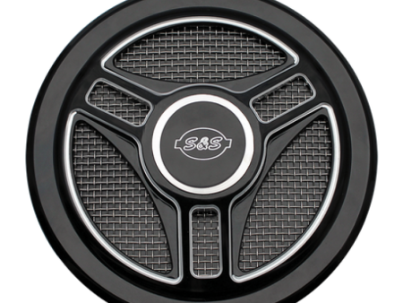 S&S Cycle Stealth Applications Tri-Spoke Air Cleaner Cover w  Machined Highlights - Gloss Black Supply