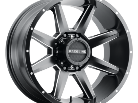 Raceline 954M Stryker 20x10in   5x127 BP   -19mm Offset   78.1mm Bore - Satin Black & Milled Wheel Discount