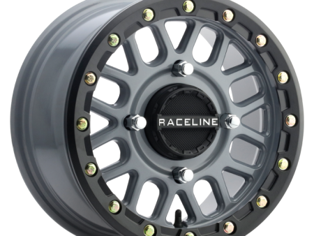 Raceline A93SG Podium 14x7in 4x156 BP 10mm Offset 132.5mm Bore - Grey & Black Ring Beadlock Wheel Sale