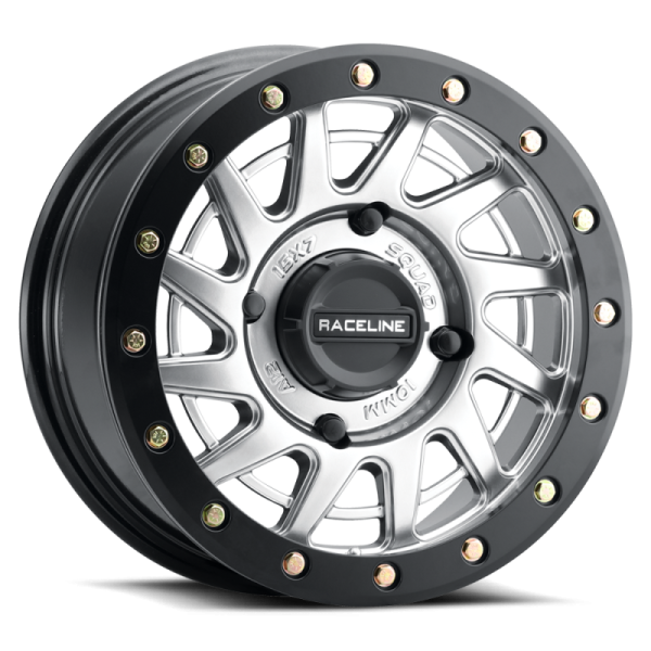 Raceline A12SB Squad 15x7in 4x137 BP 10mm Offset 110.18mm Bore - Silver & Black Ring Beadlock Wheel Online Sale