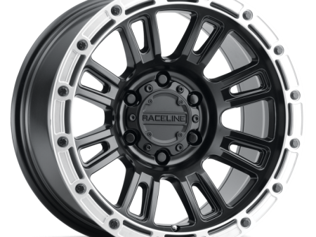 Raceline 956BS Compass 17x9in   6x135 BP   -12mm Offset   87.1mm Bore - Black & Silver Lip Wheel Fashion