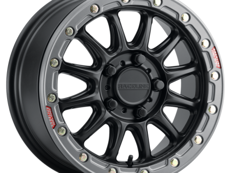 Raceline A14GR Alpha 15x7in 5x114.3 BP 53mm Offset 68mm Bore - Gunmetal & Red Ring Beadlock Wheel Online now