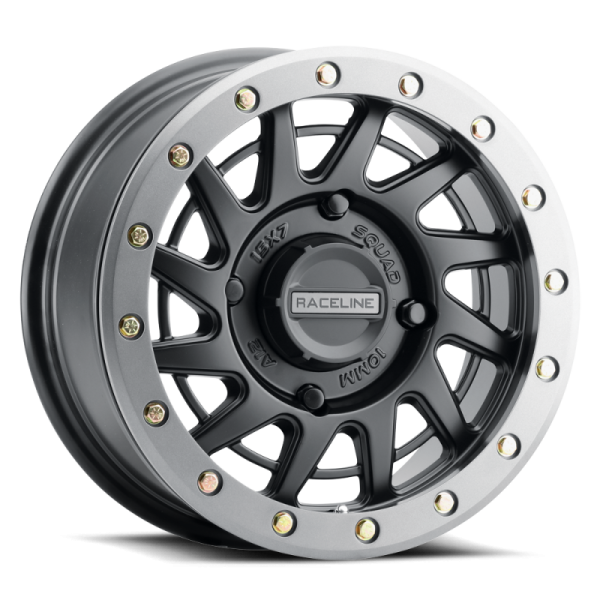 Raceline A12BG Squad 15x7in 4x137 BP 10mm Offset 110.18mm Bore - BLK & Gunmetal Ring Beadlock Wheel Sale