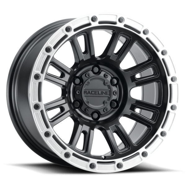 Raceline 956BS Compass 18x9in   6x135 BP   18mm Offset   87.1mm Bore - Black & Silver Lip Wheel Sale