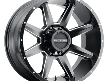 Raceline 954M Stryker 17x8.5in   8x165.1 BP   0mm Offset   125.2mm Bore - Satin Black & Milled Wheel on Sale