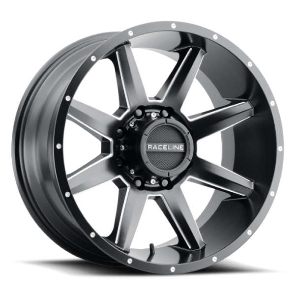 Raceline 954M Stryker 17x8.5in   8x165.1 BP   0mm Offset   125.2mm Bore - Satin Black & Milled Wheel on Sale