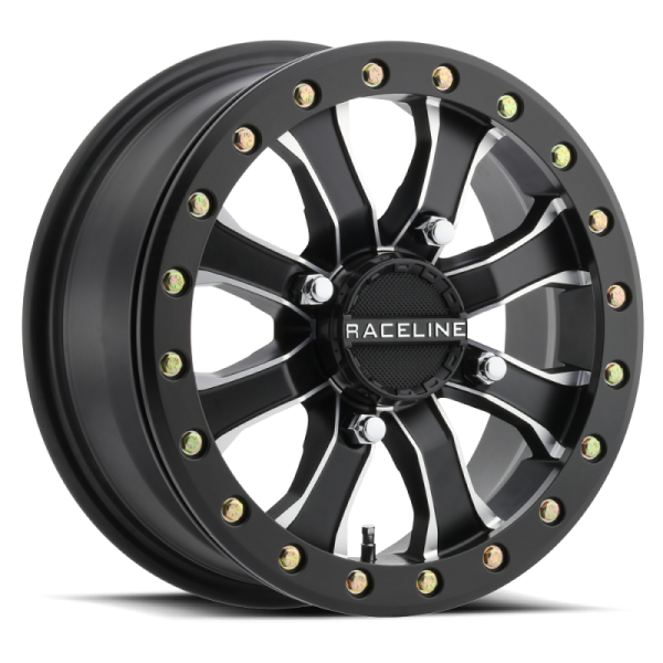 Raceline A71MB Mamba 15x6in 4x137 BP 40mm Offset 110.18mm Bore - Black & Machined Beadlock Wheel Online