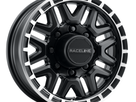 Raceline 953BM Krank 16x6in   8x165.1 BP   0mm Offset   4.90mm Bore - Black & Machined Wheel Hot on Sale