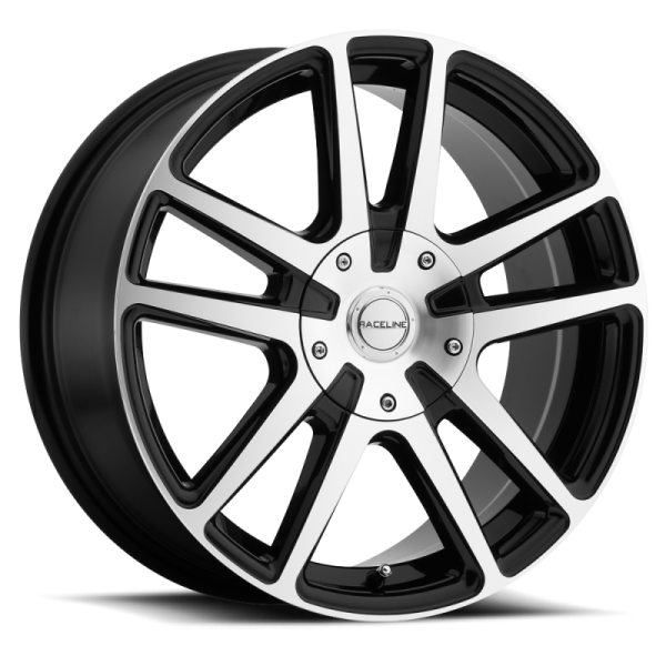 Raceline 145M Encore 16x7in   4x100 4x114.3 BP   40mm Offset   72.62mm Bore - Black & Machined Wheel Discount