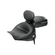 Mustang 03-08 Kawasaki Vulcan 1600 Classic,05-08 Nomad Tour 2PC Seat w Driver Backrest Studs - Black Online now