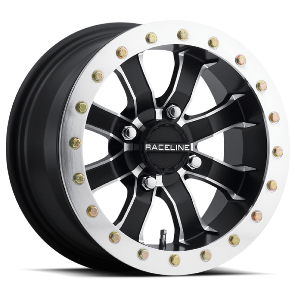 Raceline A71 Mamba 14x7in 4x156 BP 5mm Offset 132.5mm Bore - Black & Machined Ring Beadlock Wheel Discount