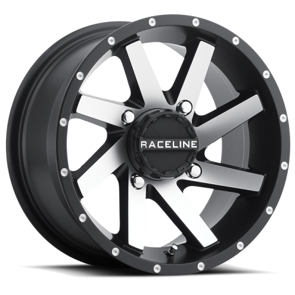 Raceline A82M Twist 14x7in   4x156 BP   5mm Offset   132.5mm Bore - Black & Machined Wheel For Discount