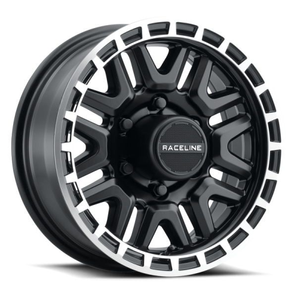 Raceline 953BM Krank 15x6in   6x139.7 BP   0mm Offset   4.25mm Bore - Black & Machined Wheel Online Hot Sale